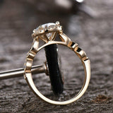 2ct Round Cut Diamond Engagement Ring 14k YellowGold Finish Halo Solitaire Women