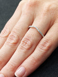 0.2ct Round Cut Moissanite Curved Stackable Wedding Band 14k White Gold Plated