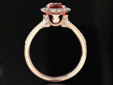 2ct Round Red Ruby Engagement Ring Solitaire with Accent Halo 14k Rose Gold Over