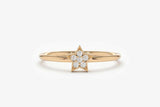 0.35ct Round Diamond Star Shaped Minimalist Engagement Ring 14k Rose Gold Finish