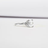 Solitaire Baguette Accent Engagement Ring 1ct Emerald Diamond 14k WhiteGold Over