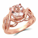 1.5ct Round Cut Peach Morganite Infinity Band Solitaire Ring 14K Rose Gold Over