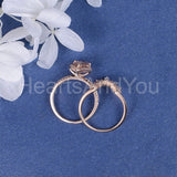 2.2ct Pear Cut Simulated Morganite Curved Halo Bridal Set 14k Rose Gold Plated