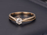 Solitaire Engagement Ring 0.5ct Round Cut VVS1D Diamond 14k Yellow Gold Finish