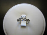 1ct Cushion Cut Diamond Solitaire Accent Engagement Ring 14k White Gold Finish