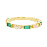 0.5ct Baguette Cut Simulated Emerald 3/4th Eternity Band 14k Yellow Gold Plated