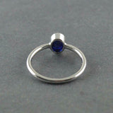 1ct Engagement Ring Oval Blue Sapphire Bezel Set Solitaire 14k White Gold Finish
