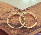 2.5ct Round Cut Diamond Vintage Filigree Bridal Set Ring 14k Yellow Gold Finish