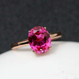 2ct Oval Cut Pink Ruby Engagement Ring 4 Prong Solitaire Women 14k RoseGold Over