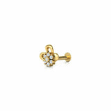 0.5ct Round Diamond Stylish Nose Pin Ring Piercing Women 14k Yellow Gold Finish