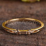 0.2ct Baguette Cut Simulated Diamond Minimalist Ring 14k Yellow Gold Plated