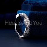 0.5ct Round Cut Moissanite Infinity Twisted Pave Set Band 14k White Gold Plated