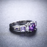 3Ct Round Cut Purple Amethyst Unique Stylish Engagement Ring 18K White Gold Over