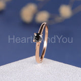 0.5ct Round Cut Simulated Black Diamond Solitaire Ring 14k Rose Gold Plated