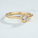 Bezel Set Solitaire Engagement Ring 0.7ct Round Cut Diamond 14k Yellow Gold Over