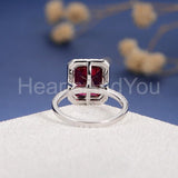 2.3ct Emerald Cut Simulated Pink Ruby Halo Engagement Ring 14k White Gold Plated
