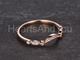 0.5ct Round Cut Moissanite Milgrain Curved Wedding Band 14k Rose Gold Plated