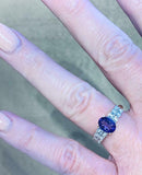 4ct Oval Cut Purple Amethyst Solitaire with Accent Ring 14k White Gold Finish