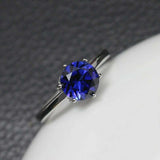 2ct Round Cut Blue Sapphire Engagement Ring 6 Prong Solitaire 14k WhiteGold Over