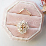 2ct Oval Cut Simulated Morganite Ballerina Engagement Ring 14k YellowGold Plated