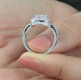4Ct Cushion Cut VVS1/D Diamond Double Halo Engagement Ring 14K White Gold Finish