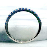 0.5ct Round Cut London Blue Topaz Wedding Band Half Eternity 14k White Gold Over