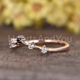 0.2ct Round Simulated Black Diamond Curved Wedding Band 14k Rose Gold Plated