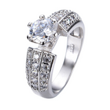 3.2ct Round Cut Diamond Engagement Ring 14k White Gold Finish Accents Solitaire