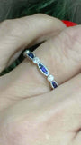 0.3ct Round Cut Blue Sapphire Wedding Band Ring Anniversary 14k WhiteGold Finish
