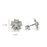 1ct Round Cut Moissanite Flower Cluster Stud Women Earring 14k White Gold Plated
