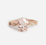1.4ct Oval Cut Peach Morganite Engagement Ring Diamond Accent 18k Rose Gold Over