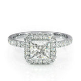4Ct Princess Cut Diamond Accents Edge Halo Engagement Ring 14K White Gold Finish
