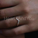 0.3ct Round Cut Moissanite Curved Minimalist Wedding Band 14k Yellow Gold Plated