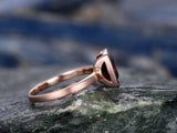 1Ct Cushion Cut Red Garnet Bezel Set Solitaire Engagement Ring 14K Rose Gold Fin
