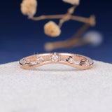 0.2ct Round Cut Moissanite Curved Minimalist Wedding Band 14k Rose Gold Plated