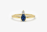 0.4ct Engagement Ring Oval Cut Sapphire Two Stone Minimalist 14k YellowGold Over