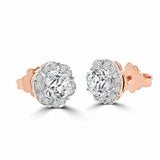 0.5ct Round Cut VVS1 D Diamond Flower Stud Earrings Women 14k Rose Gold Finish