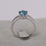 2.1ct Round Cut Blue Topaz Solitaire with Accent Ring 14k White Gold Finish