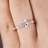 1.4ct Oval Cut Peach Morganite Solitaire Twisted Shank Ring 14k White Gold Over