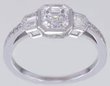 Accents Solitaire Engagement Ring 2ct Asscher Cut Diamond 14k White Gold Finish