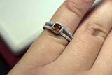 0.55ct Engagement Ring Round Cut Yellow Citrine Split Shank 14k WhiteGold Finish