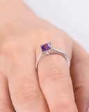 2Ct Princess Cut Amethyst Diamond Accents Engagement Ring 14K White Gold Finish