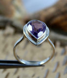 2ct Engagement Ring Pear Cut Purple Amethyst Solitaire Women 14k White Gold Over