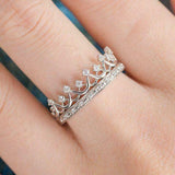 2.1ct Round Cut VVS1D Diamond Engagement Ring 14k White Gold Finish Crown Design