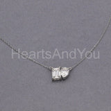 2ct Emerald Simulated Diamond Toi Et Moi Pendant Chain 14k White Gold Plated