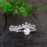 2ct Engagement Ring Round Cut Diamond Princess Crown Design 14k WhiteGold Finish