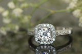 4Ct Cushion Cut DVVS1 Diamond Hidden Halo Engagement Ring 14K White Gold Finish
