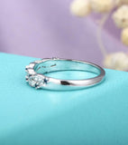 Half Eternity Wedding Band 1.5ct Round Cut Diamond Sapphire 14k WhiteGold Finish