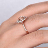 1.7ct Oval Cut Peach Morganite Fancy Floral Engagement Ring 14k Rose Gold Finish