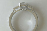 2ct Cushion Diamond Engagement Ring Trilogy Baguette Accent 14k WhiteGold Finish
